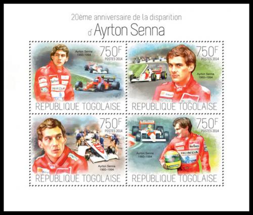 Potovn znmky Togo 2014 Ayrton Senna, Formule 1 Mi# 5615-18 Kat 12 - zvtit obrzek
