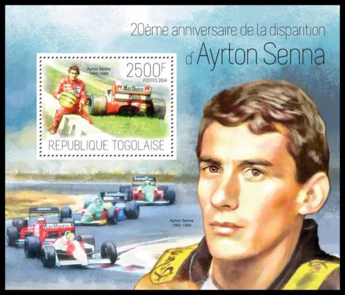 Potovn znmka Togo 2014 Ayrton Senna, Formule 1 Mi# Block 945 Kat 10