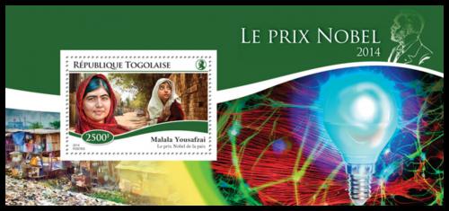 Potovn znmka Togo 2014 Nositel Nobelovy ceny Mi# Block 1116 Kat 10