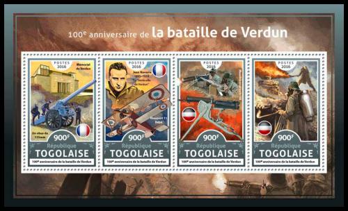 Potovn znmky Togo 2016 Bitva u Verdunu, 100. vro Mi# 7879-82 Kat 14