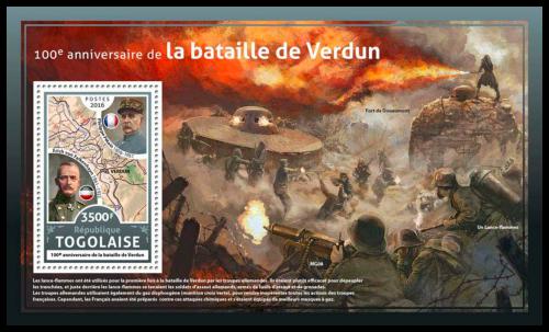 Potovn znmka Togo 2016 Bitva u Verdunu, 100. vro Mi# Block 1387 Kat 14 - zvtit obrzek