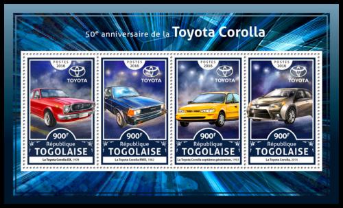 Potovn znmky Togo 2016 Automobily Toyota Corolla Mi# 7899-7902 Kat 14 - zvtit obrzek