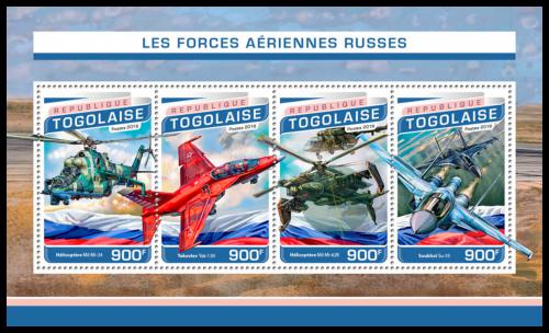 Potovn znmky Togo 2016 Rusk leteck armda Mi# 7759-62 Kat 14  - zvtit obrzek