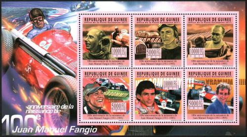 Potovn znmky Guinea 2011 Juan Manuel Fangio, zvodnk Mi# 8418-23 Kat 18 - zvtit obrzek