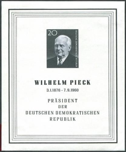 Poštovní známka DDR 1960 Prezident Wilhelm Pieck Mi# Block 16