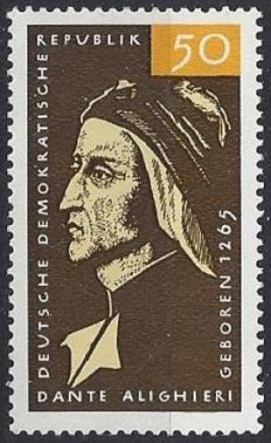 Poštovní známka DDR 1965 Dante Alighieri, básník Mi# 1097