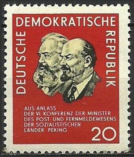 Poštovní známka DDR 1965 Karl Marx a V. I. Lenin Mi# 1120