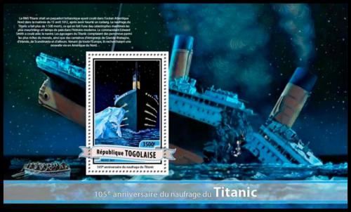 Potovn znmka Togo 2017 Titanic Mi# Block 1409 Kat 14