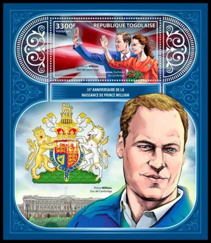 Poštovní známka Togo 2017 Princ William Mi# Block 1487 Kat 13€