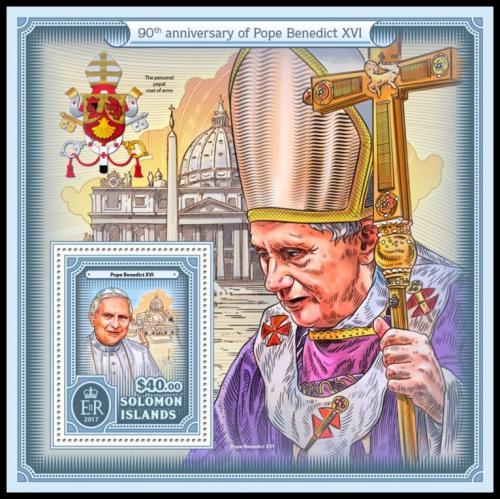 Potovn znmka alamounovy ostrovy 2017 Pape Benedikt XVI. Mi# Block 614 Kat 12 - zvtit obrzek