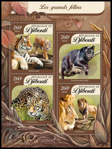 Poštovní známky Džibutsko 2016 Koèkovité šelmy Mi# 894-97 Kat 12€