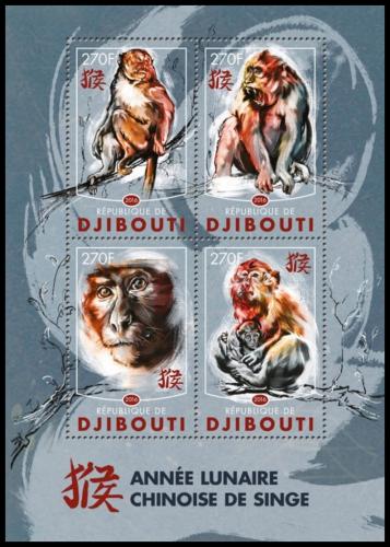 Potovn znmky Dibutsko 2016 Opice Mi# 1014-17 Kat 12