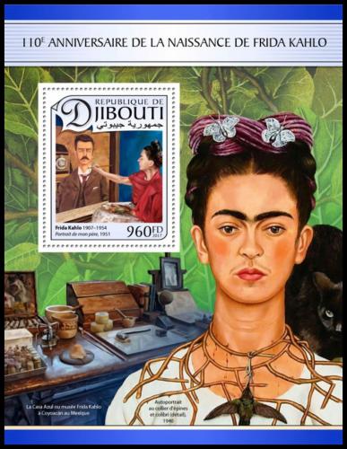 Potovn znmka Dibutsko 2017 Umn, Frida Kahlo Mi# Block 613 Kat 10 - zvtit obrzek