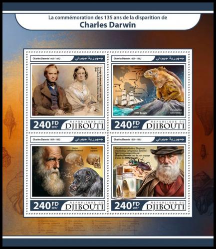 Potovn znmky Dibutsko 2017 Charles Darwin Mi# 1558-61 Kat 10 - zvtit obrzek