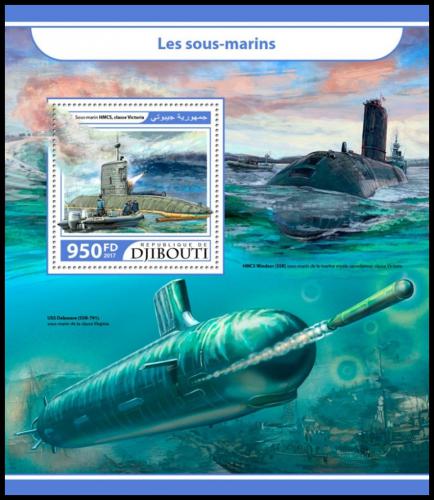 Potovn znmka Dibutsko 2017 Ponorky Mi# Block 683 Kat 10