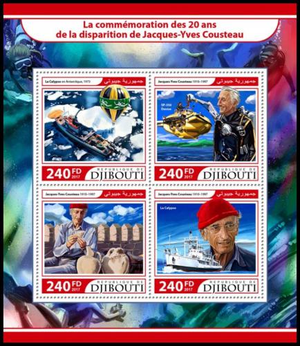 Potovn znmky Dibutsko 2017 Jacques-Yves Cousteau Mi# 1598-1601 Kat 10