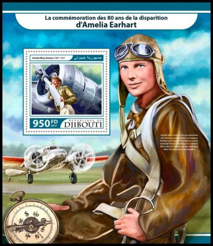 Potovn znmka Dibutsko 2017 Amelia Earhart Mi# Block 703 Kat 10 - zvtit obrzek