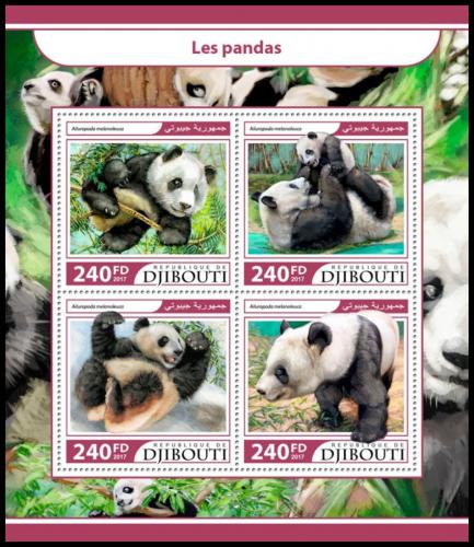 Poštovní známky Džibutsko 2017 Pandy Mi# 1712-15 Kat 10€