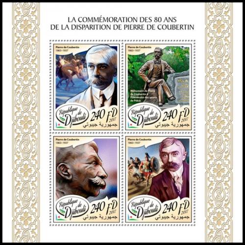 Potovn znmky Dibutsko 2017 Pierre de Coubertin Mi# 1811-14 Kat 10 - zvtit obrzek
