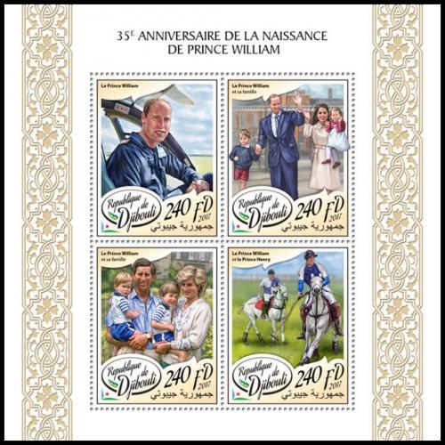 Poštovní známky Džibutsko 2017 Princ William Mi# 1831-34 Kat 10€