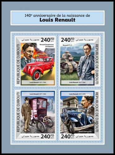 Poštovní známky Džibutsko 2017 Louis Renault Mi# 1886-89 Kat 10€