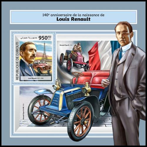 Poštovní známka Džibutsko 2017 Louis Renault Mi# Block 957 Kat 10€