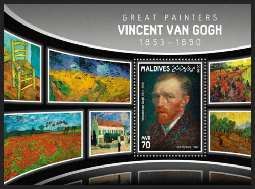 Poštovní známka Maledivy 2016 Umìní, Vincent van Gogh Mi# Block 920 Kat 9€
