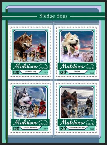 Poštovní známky Maledivy 2017 Tažní psi Mi# 6818-21 Kat 10€