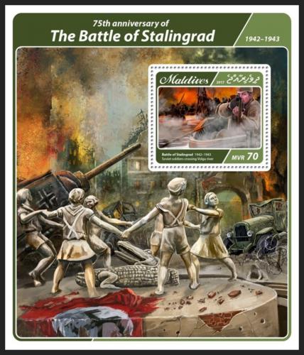 Potovn znmka Maledivy 2017 Bitva u Stalingradu Mi# Block 1044 Kat 9