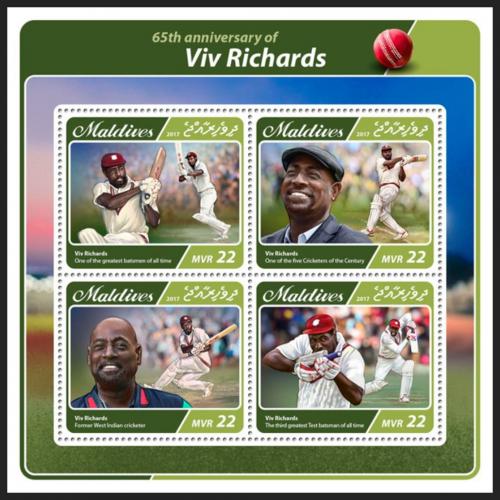 Potovn znmky Maledivy 2017 Viv Richards, kriket Mi# 6918-21 Kat 11