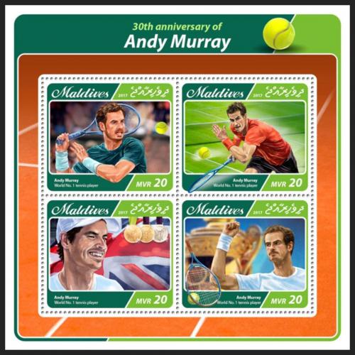 Potovn znmky Maledivy 2017 Andy Murray, tenis Mi# 6923-26 Kat 10