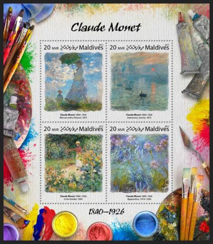 Poštovní známky Maledivy 2017 Umìní, Claude Monet Mi# 6963-66 Kat 10€