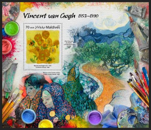 Poštovní známka Maledivy 2017 Umìní, Vincent van Gogh Mi# Block 1062 Kat 9€
