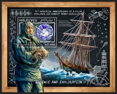 Poštovní známka Maledivy 2017 Ernest Shackleton, polárník Mi# Block 1078