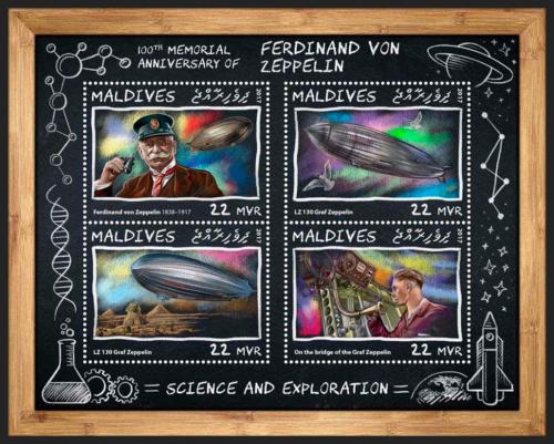 Poštovní známky Maledivy 2017 Ferdinand von Zeppelin Mi# 7068-71 Kat 11€