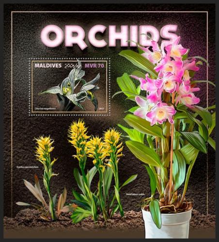 Poštovní známka Maledivy 2017 Orchideje Mi# Block 1107 Kat 9€