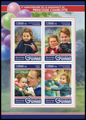 Poštovní známky Guinea 2017 Princezna Charlotte Mi# 12401-04 Kat 20€