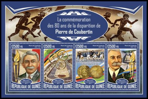 Potovn znmky Guinea 2017 Pierre de Coubertin Mi# 12456-59 Kat 20