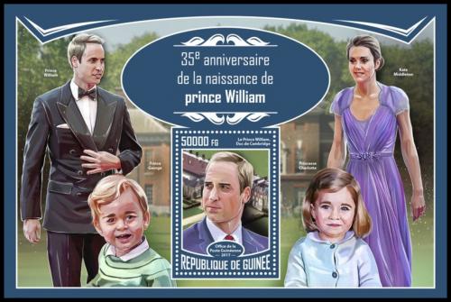 Poštovní známka Guinea 2017 Princ William Mi# Block 2796 Kat 20€