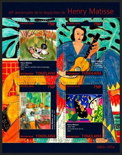 Potovn znmky Togo 2014 Umn, Henri Matisse Mi# 5968-71 Kat 12 - zvtit obrzek