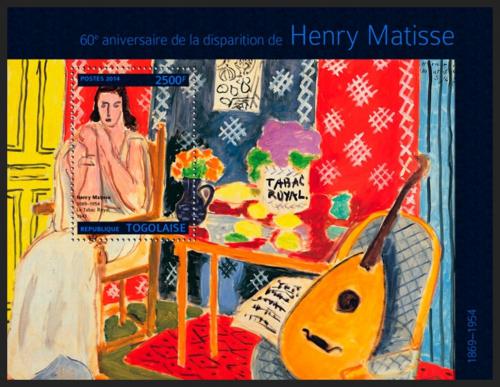 Potovn znmka Togo 2014 Umn, Henri Matisse Mi# Block 1014 Kat 10 - zvtit obrzek