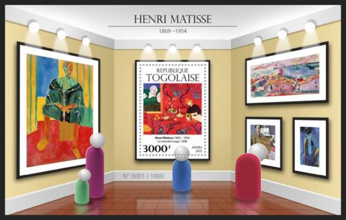 Potovn znmka Togo 2015 Umn, Henri Matisse Mi# Block 1256 Kat 12