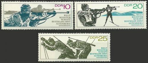 Potovn znmky DDR 1967 MS v biatlonu Mi# 1251-53