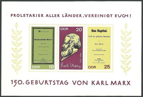 Poštovní známky DDR 1968 Karl Marx Mi# Block 27