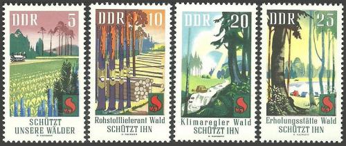 Poštovní známky DDR 1969 Ochrana lesù Mi# 1462-65