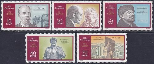 Poštovní známky DDR 1970 V. I. Lenin Mi# 1557-61