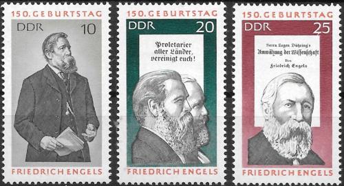 Poštovní známky DDR 1970 Bedøich Engels Mi# 1622-24