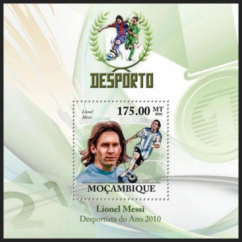 Potovn znmka Mosambik 2010 Lionel Messi, fotbalista Mi# Block 320 Kat 10 - zvtit obrzek