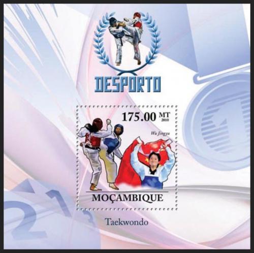 Potovn znmka Mosambik 2010 Wu Jingyu, taekwondo Mi# Block 342 Kat 10 - zvtit obrzek