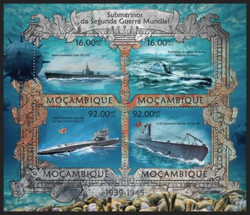 Potovn znmky Mosambik 2013 Ponorky z 2. svtov vlky Mi# 6314-17 Kat 13 - zvtit obrzek